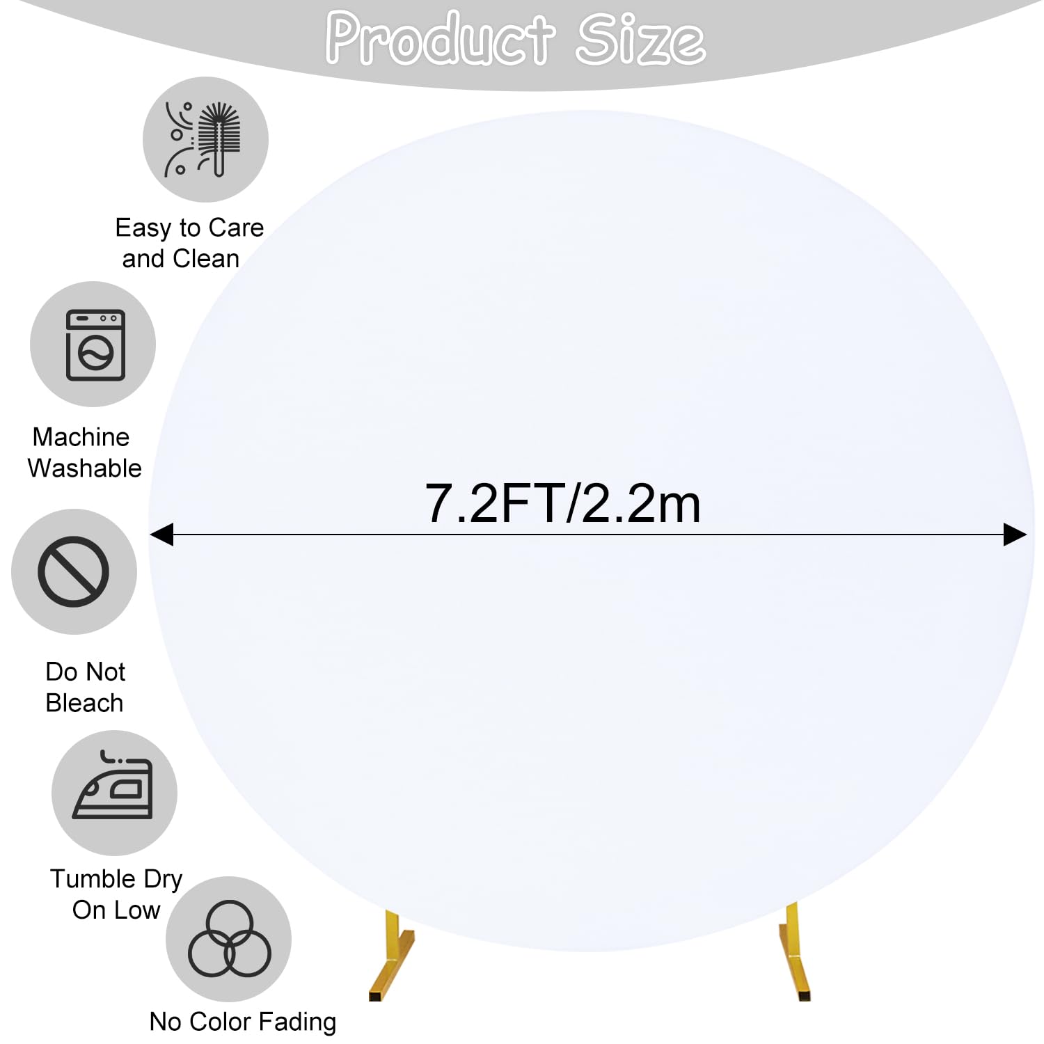 7.2FT Round Wedding Arch Cover for 7.2FT Circle Arch Stand, Thick Polyester Fabric Adjustable Circle Arch Backdrop Cover for Wedding Birthday Party Baby Shower Photography Decoration?White?