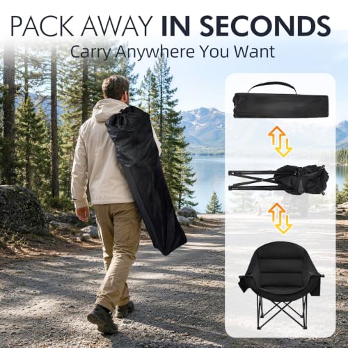 Image of Oversized Camping Chairs for Adults - Heavy Duty Padded Outdoor Camp Chair