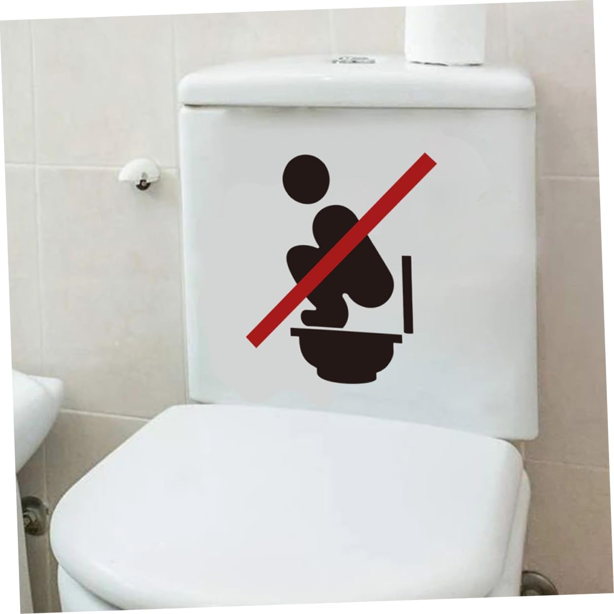 SOLUSTRE 2 Sheets Removable Toilet Decal Sign Sticker Adhesive Bathroom Wall Decals for Smooth Surfaces for Toilet Lid Install Removal