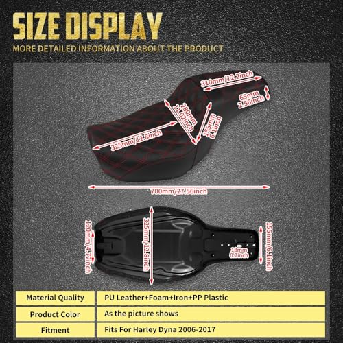 Asiento de conductor de cuero Black Line apto para Harley Dyna 06-17 6