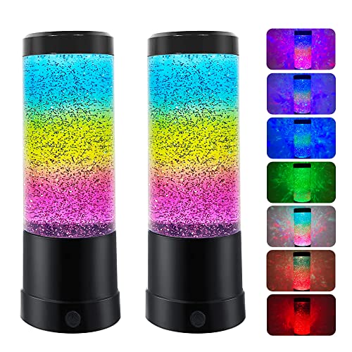 PROLEE Paquete de 2 lámparas de lava, lámparas de purpurina arcoíris con cambio automático de color, alimentadas por USB, lámpara de decoración del hogar, modelo A