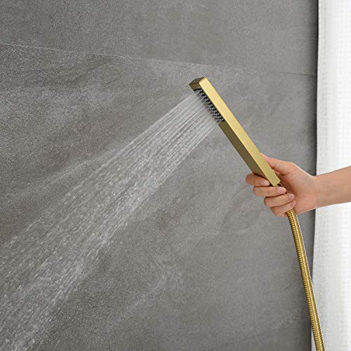 Artiqua Freestanding Bathtub Faucet Tub Filler Brushed Gold Floor Mount Faucets Brass Single Handle With Hand Shower #TOP5