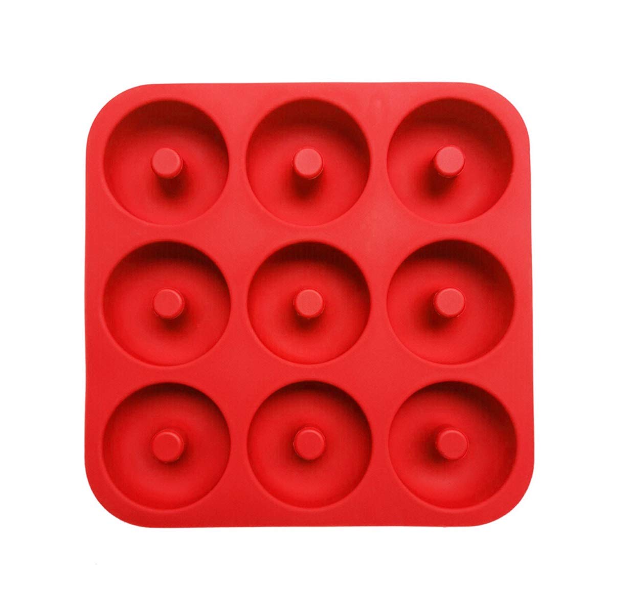 2Packs Silicone Mini Muffin Pan Silicone Cupcake Baking Cups, 24 Non Stick Silicone Molds for Muffin Tins (Donut - Red)