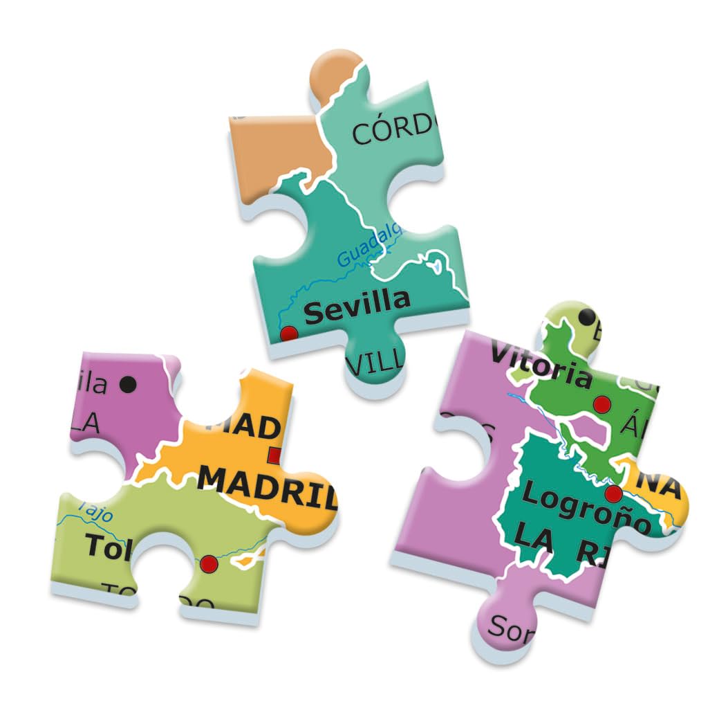 Clementoni - Descubriendo España, Juego Educativo Infanti - A Partir de 6 años - Puzzle Doble Cara del Mapa Físico y Político - Aprende Geografía y Cultura Española, 55119