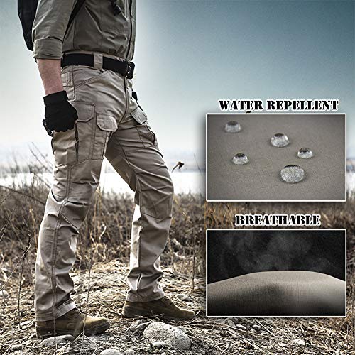 Carwornic Gear Men's Tactical Cargo Pants Waterpoof Lightweight Rip Stop Edc Military Combat Trousers (32W X 30L, Black-2) #TOP4