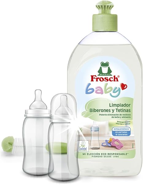 Frosch Baby - Limpiador de Biberones y Tetinas, Elimina Restos de Leche y Comida, Producto Hipoalergénico y Ecológico - Pack de 2 Unidades x 500 ml - 2