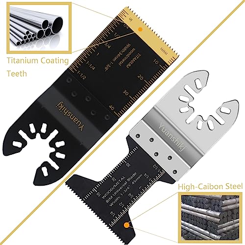 Yuanshikj 30Pcs Mix(Titanium+Bi-Metal) Metal Wood Plastics Universal Oscillating Multitool Saw Blades,Oscillating Tool Blade,Professional Quick Release Durable,Multi Tool Blades Kits thumb #4