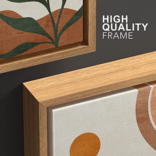 Wall26 Framed Canvas Print Wall Art Set Boho Mid-Century Geometric Desert Plant Sun Nature Abstract Illustrations Modern Art Bohemian Decorative For Living Room, Bedroom, Office - 16"X24"X3 Natural #TOP3