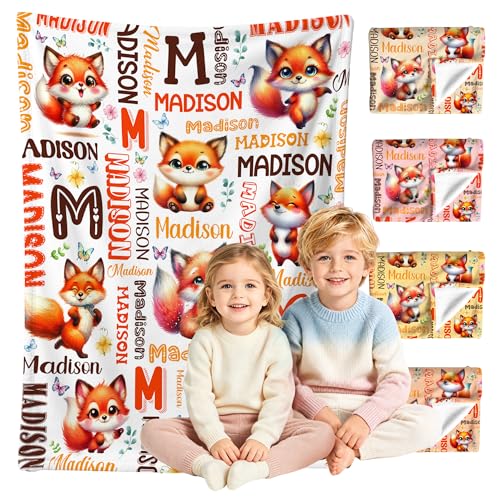 Image of Custom Fox Blanket for Boys Girls,Ultra Soft Personalized Gifts Baby Blanket,Customized Throw for Toddlers Newborn Stroller Crib,40 inchx50 inch
