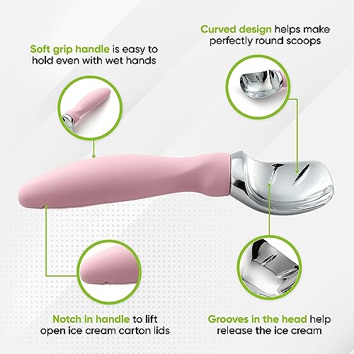 Spring Chef Ice Scoop with Soft Handle Sturdy Professional Scoop Heavy Duty Scoop Premium Kitchen Tool for Cookie Dough Gelato - Image 3