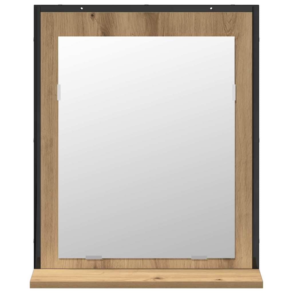 Zestaw mebli łazienkowych, brązowy, 60 x 33 x 60 cm, materiał drewnopochodny z szafką pod umywalkę, lustro, schowek, wiszące, nowoczesne wzornictwo dla gości WC i łazienki