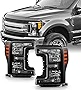AKKON - For 2017 2018 2019 Ford F-250 F350 F450 F550 Super Duty [Halogen Type] Black Headlights Pair Driver + Passenger Side