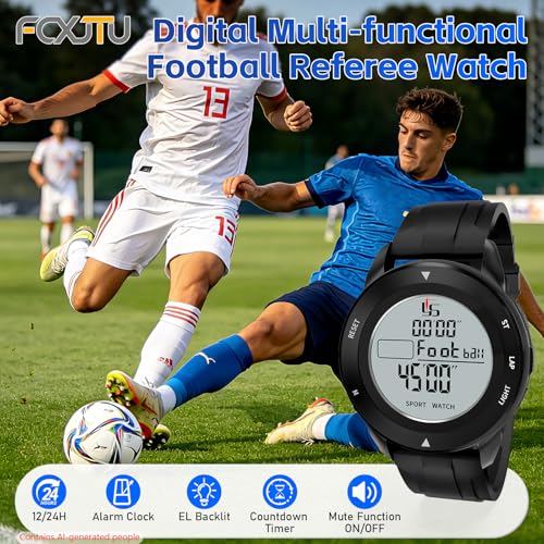 Image of Professional Soccer Referee Watch with Tournament Mode Game Timer, 100-Lap Silent Stopwatch, 3-Line Backlit Display, On /Off Switch, Countdown /Alarm /Calendar for Football Officials, Coaches