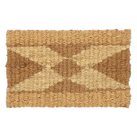 Relaxdays Felpudo Yute Geométrico 60x40 Marrón y Crema Cover