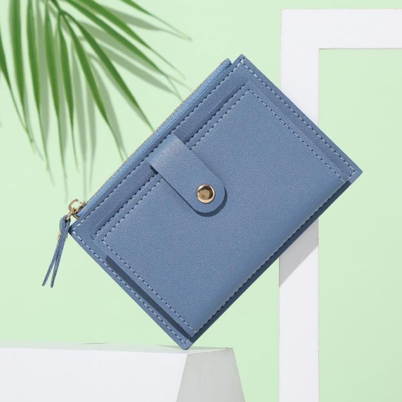 Synthetic Leather Women's Wallet | Compact Design, Card Slots, Zipper Pocket & Golden Snap Closure, Sleek Modern Style2