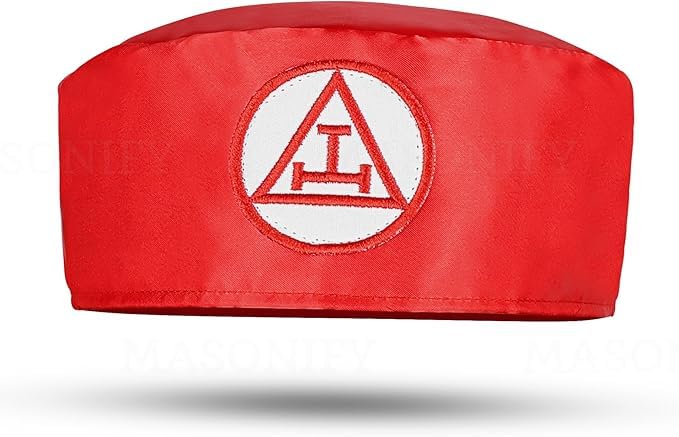 Masonic Royal Arch Crown Cap Red Satin Triple Tau Embroidered Ceremonial Hat Available in Sizes Small2XL (US Alpha X-Large)