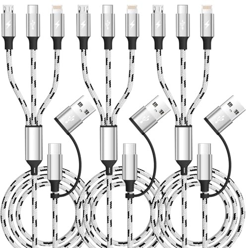Travel Essentials 3 in 2 Multi Charging Cable, 5FT USB A/C Port