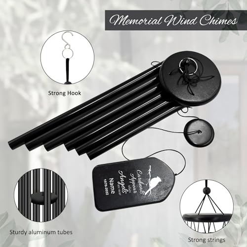 Image of ASTARIN Personalized Wind Chimes Outdoor Large Deep Tone,Large Customized WindChimes for Outside Tuned Relaxing Soothing Low Bass,Memorial Wind Chimes Sympathy for Mom Dad