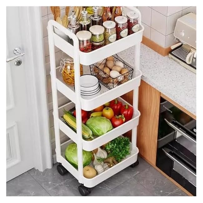 Storage Trolley Kitchen Organizers and Storage Rack Household Cart with Wheels Multifunctional Home Accessories Mobile Rack Trolley Bookshelf(Black 5 Layer)-TdMS6Ew7