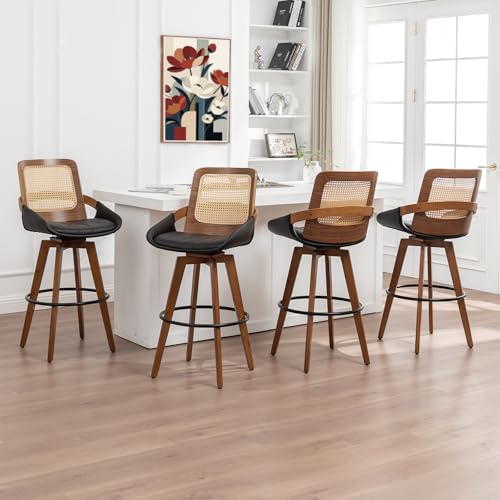 WUPOTO Rattan Bar Stools Set of 4