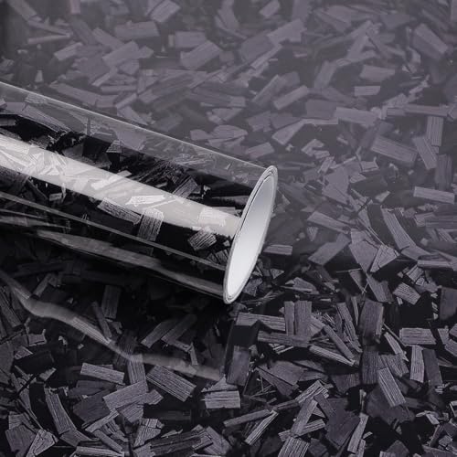 PVUEL Black Forged Carbon Fiber Vinyl Wrap, High Gloss Car Wrap Vinyl Film with Bubble Free Air Release Technology, DIY Auto Decoration Sticker 1ft x 5ft