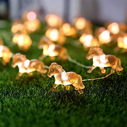 Horse Fairy String Lights Pony Cute Decorative Lights 20 LEDs Night Light 8.5ft USB Powered with Remote for Bedroom Farmhouse Barn Holiday Thanksgiving Decoration
