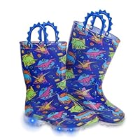 FUNCOO PLUS Kids Wellies for Boys, Unisex Toddler Dinosaur Wellingtons Boots Childrens Light Up Wellies Handle It Rain boots Size 13