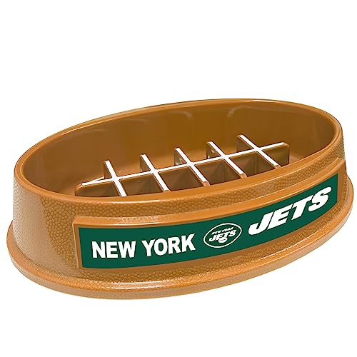 Image of NFL New York Jets Super-Bowl - Slow Feeder Dog Bowl. Football Design Slow Feeding Cat Bowl for Healthy Digestion. Non-Slip Pet Bowl for Large & Small Dogs & Cats