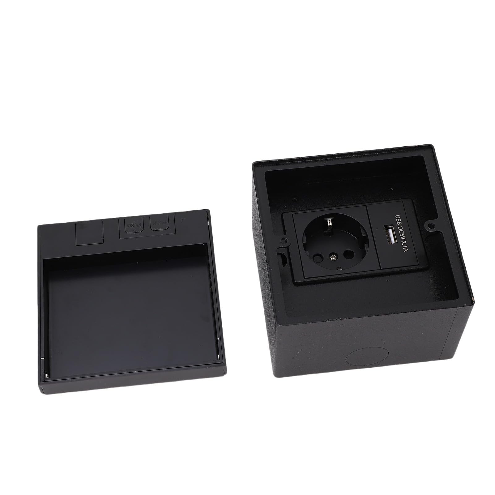 Kit Piatto Impermeabile in Acciaio Inossidabile con Scatola di Derivazione da Incasso a Pavimento con Presa di Alimentazione USB per Ufficio, Casa, 1 Confezione