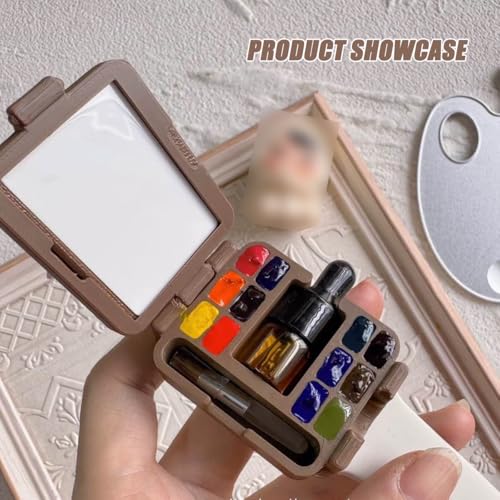 Ensemble palette aquarelle en bois avec compartiment de rangement intégré - 5