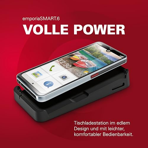Emporia SMART.6 Senioren Smartphone – großes 6,5' Display, einfache Bedienung, Android, 4G LTE, Dual-SIM, Kamera, Hörgerätekompatibel, Notruftaste, SIM-frei, Starke Leistung, Lange Akkulaufzeit