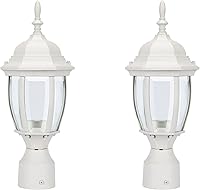 Vista 18 de LIT-PaTH Farol de poste de iluminación para exteriores, base mediana E26 máx. 60 W, carcasa de aluminio más vidrio, acabado blanco mate, paquete de 1