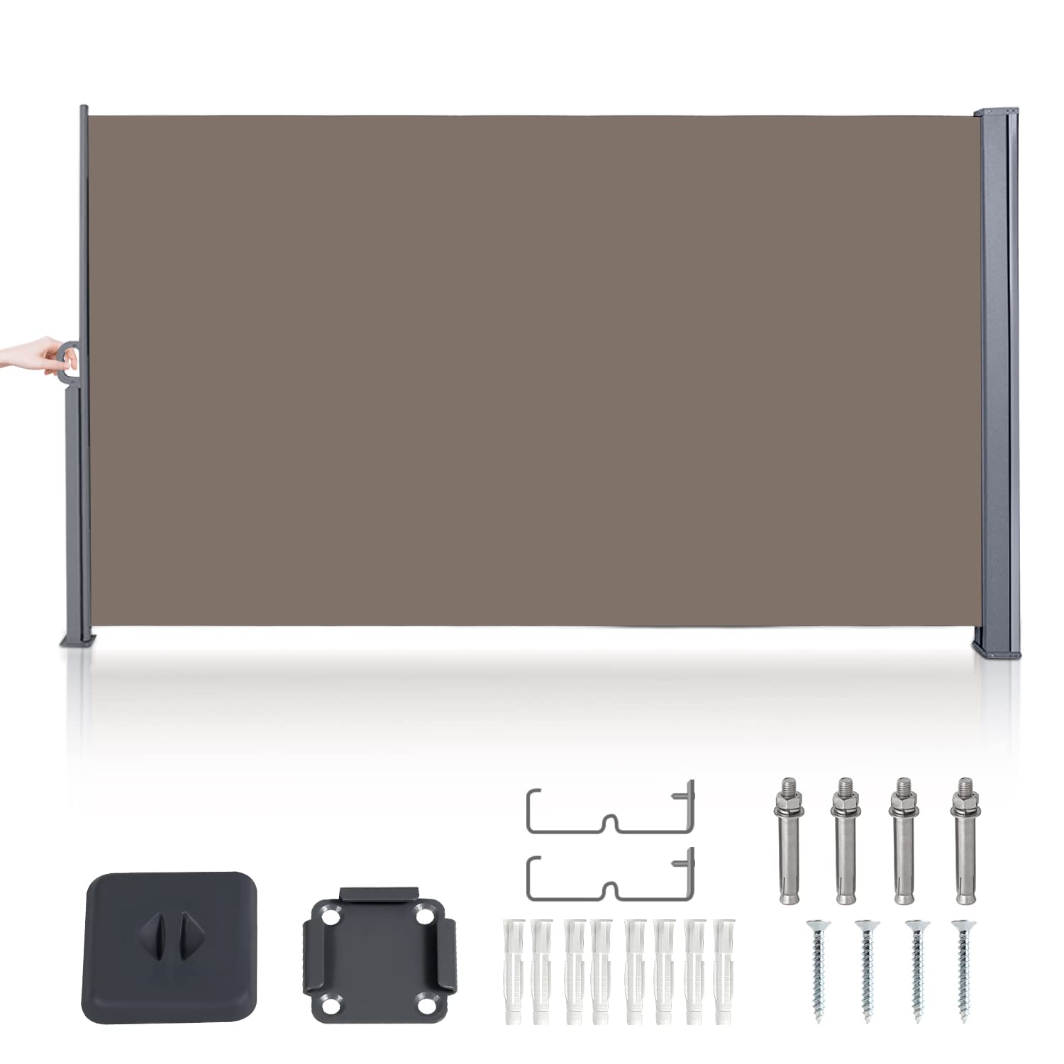 Sonnewelt Markiza boczna wysuwana 180 x 300 cm, ochrona przed wzrokiem, ochrona przed słońcem, roleta boczna w zestawie z osłoną antykolizyjną i mocną klamrą, nadaje się do stosowania na balkonach i