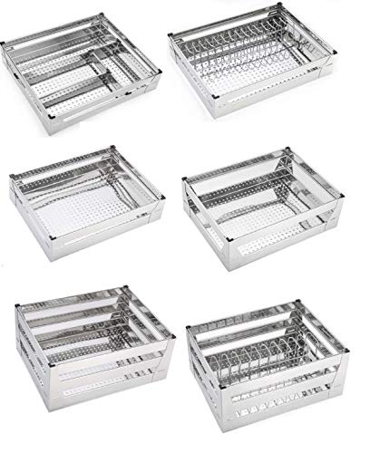 WINSTAR High Grade Stainless Steel Kitchen Baskets with Perforated Sheet Set of 6 | Premier Series Kitchen Organizer | Modular Kitchen Cabinet (21 inches)