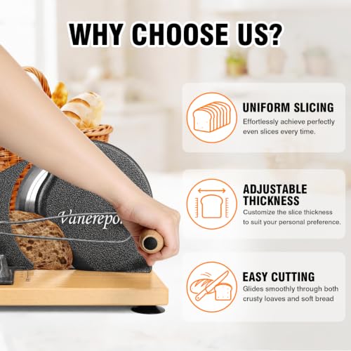 Image of vanerepok Manual Bread Slicer for Homemade Sourdough Adjustable Thickness | Hand Crank Bread Cutter with Scale & Stable Suction Cups & Wood Base for Even Slicing Perfect Baking Gift for Home Bakers