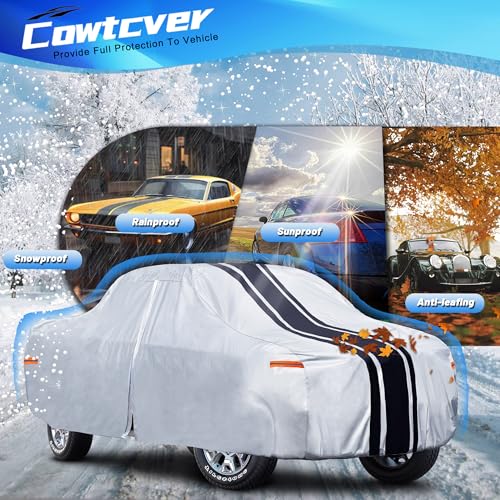 Image of Heavy Duty Truck Cover Waterproof All Weather. Full Outdoor Pickup Sun UV Protection for Most Regular Cab Short Ford F100 Chevy C10 S10 Ram 150 250. (Length Up to 210 inch) M