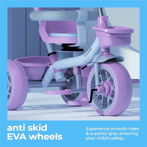 Image of Lifelong Kids Parental Control Tricycle with Canopy,Harness,EVA Wheels, Bell & Storage Basket|Baby Trike|Age Group 1 Years to 4 Years Carrying Capacity Upto 25 kg (Pink /Lavender)