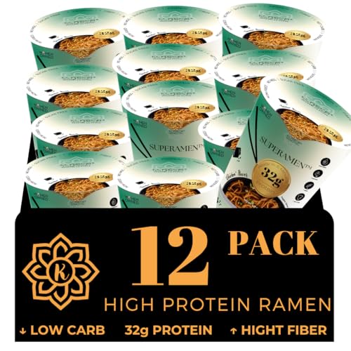 KLDSCP Protein Ramen Instant Noodles Soup “Spicy” Beef Flavor, 32g High Plant-Based Protein, 12 Packs, Non-Fried, Vegan, Low Fat, Non-GMO, Egg & Dairy Free, Healthy Asian Meal