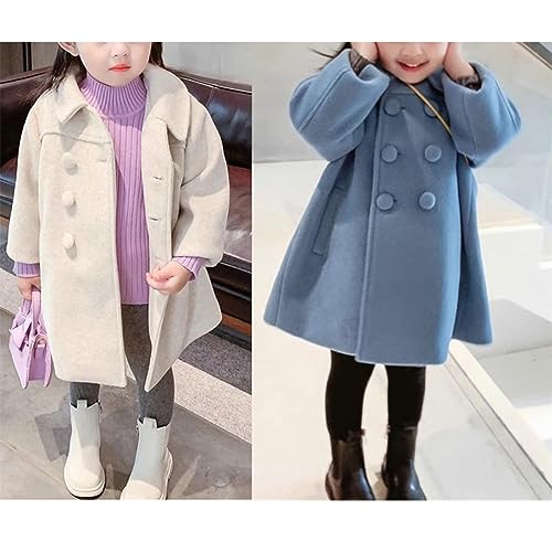 Kids Girl Solid Color Long Outerwear Toddler Baby Spring/Winter Cloak Button Down Warm Thicken Jacket Coats4