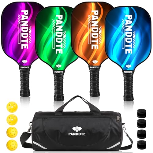 Pickleball Paddles Set of 4 with Balls, Grips & Bag