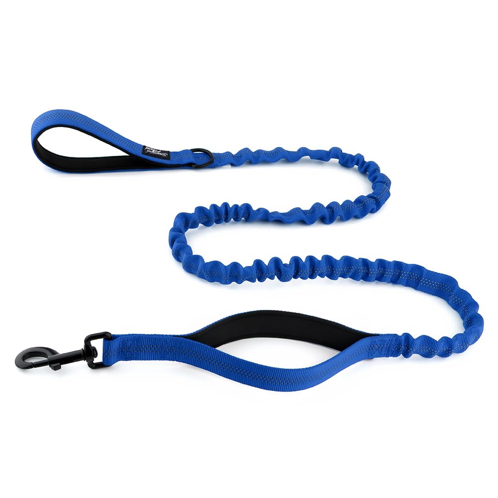 Snootiful Hound Bungee Dog Lead - Double Handle Shock Absorbing Lead - Assorted Colours - 150-200cm (Blue)