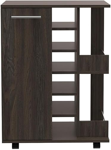 Vista 29 de TUHOME Carrito de barra de madera de ingeniería en negro