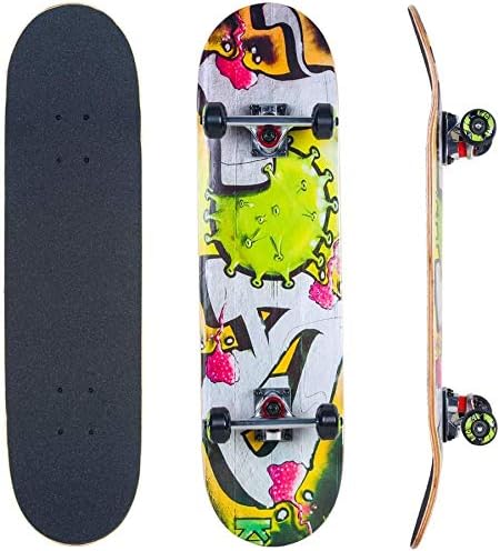 IMITOR Complete Skateboards for Beginners & Pro Standard Skateboard Cruiser 31" x 8" 8 Layer Canadian Maple Wood Double Kick Concave Skate Board for Boys Girls Kids Youths Adults