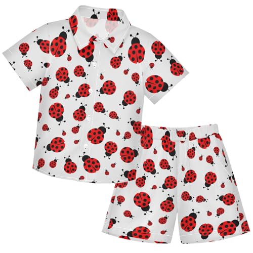 Image of visesunny Funny Boy's 2 Pieces Shirt and Short Set Casual Shirts Short Sleeve Beach Shorts Summer Outfits for 3-10 Years Kids