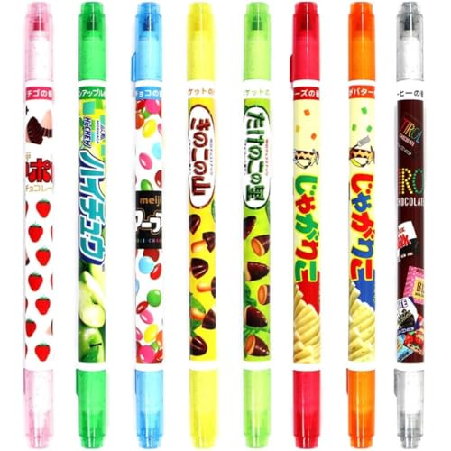 お菓子な香りつきダブルマーカー8本セット double-marker8s ペン 転がり防止キャップで安心！ ギフトや景品にも！ サカモト