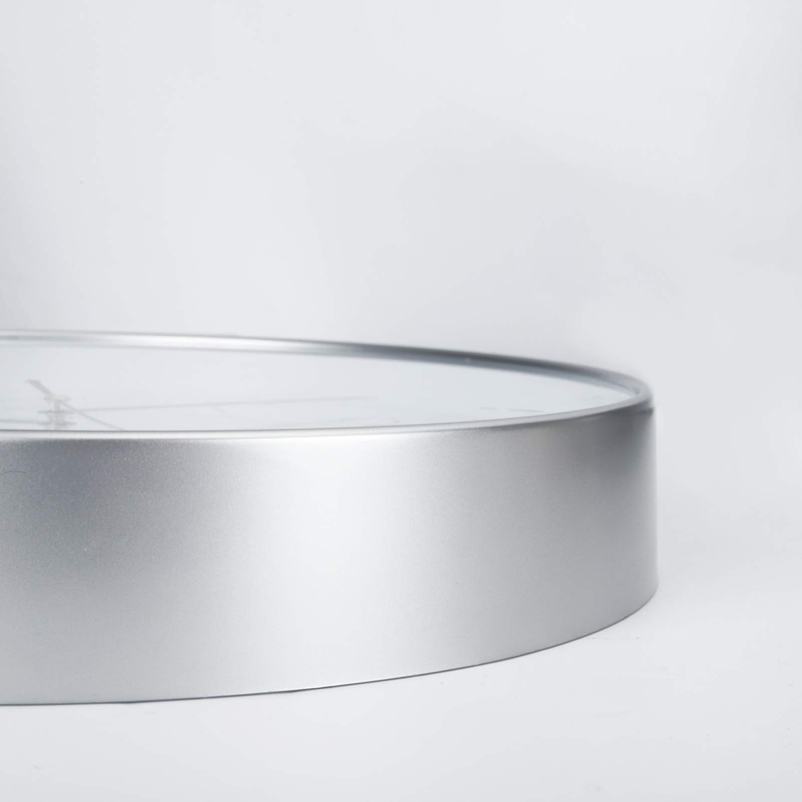 Lafocuse Modern 12" Silver Wall Clock with Date and Day of Week Battery