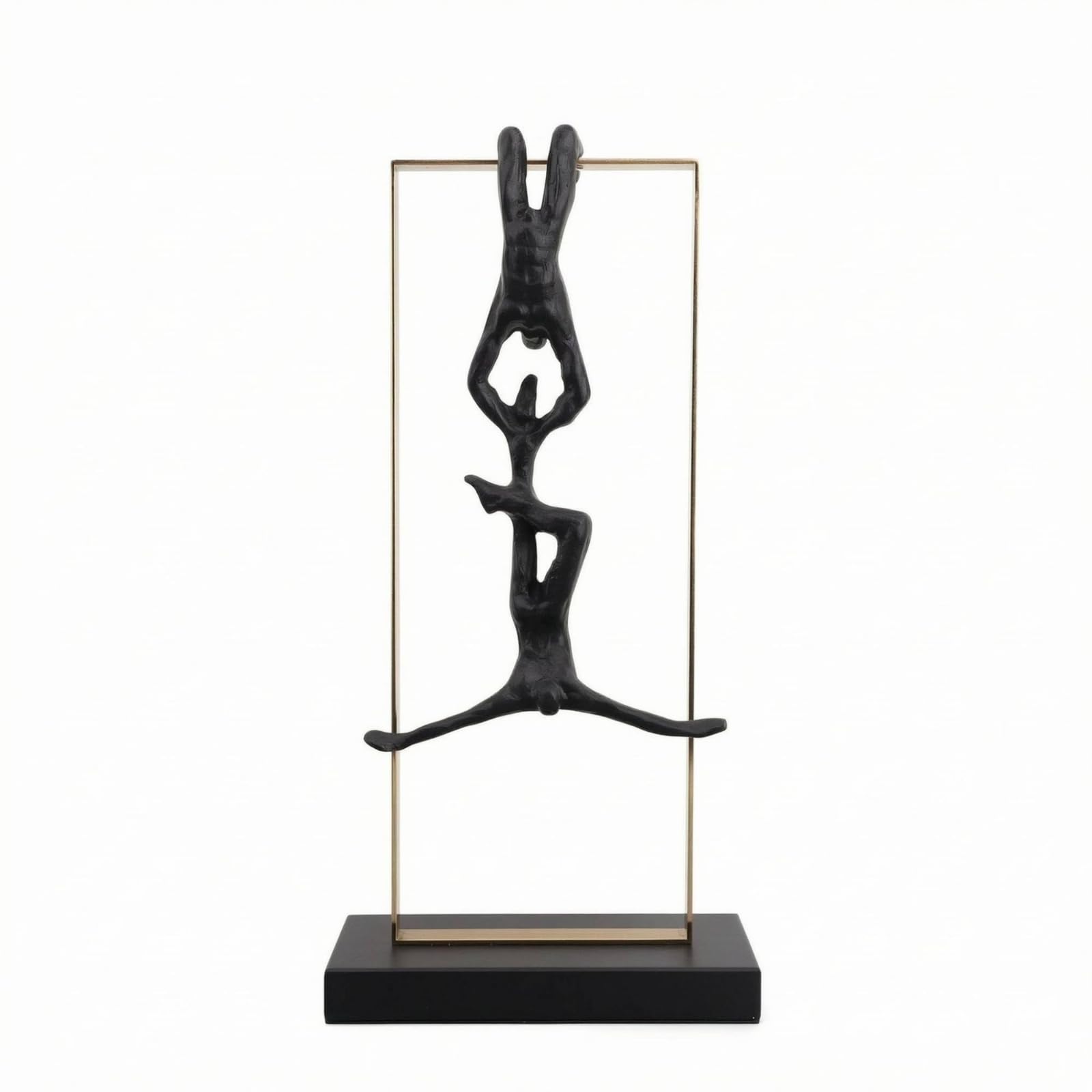 Figurina Decorativa Scultura Statua da Tavolo Soprammobile Elegante in Metallo con Telaio Rettangolare E Fondello Nero Adatta per Consolle Studio, 22 10 45.5cm