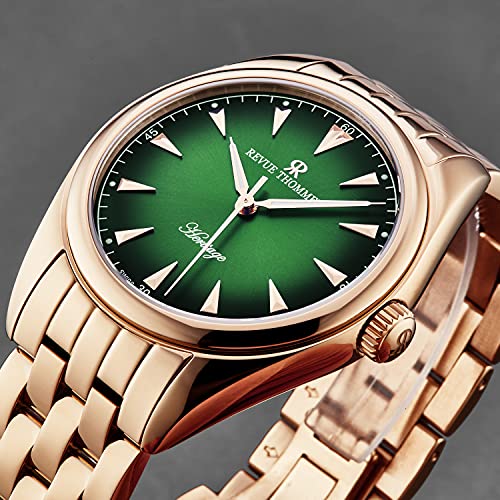 Revue Thommen Men's 'Heritage' Green Dial Stainless Steel Bracelet Automatic Watch 21010.2164 #TOP4