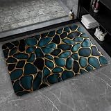 ZHUZHISHAN Diatomaceous Earth Bath Mat,Blue and Gold Stones Non-Slip Volume Super Absorbent Fast Drying for Bathroom Kitchen mat,Eco-Friendly Easy to Clean 16×24Inch (40 * 60cm)