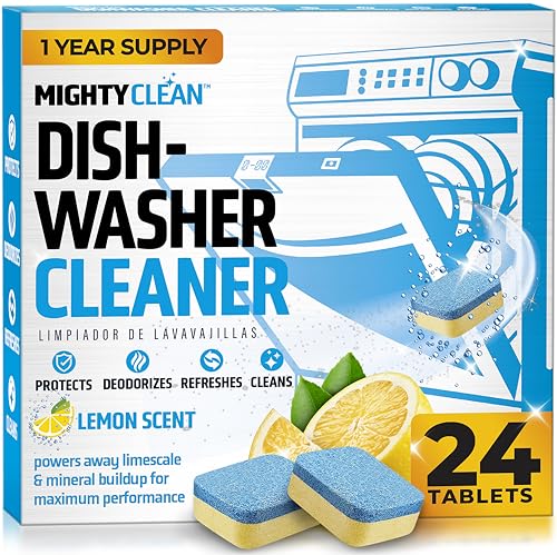 Image of Dishwasher Cleaner And Deodorizer 24 Pack - 1 Year Supply Deep Clean Dishwasher Cleaner Tablets, Septic Safe Dishwasher Cleaning Tablets, Dish Washer Cleaner To Remove Limescale, Mineral Buildup, Odor
